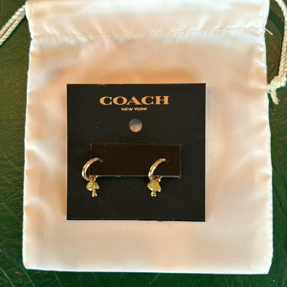 COACH MUSHROOM CHARM HUGGIE EARRING CV271 GD/GN - Picture 2 of 3